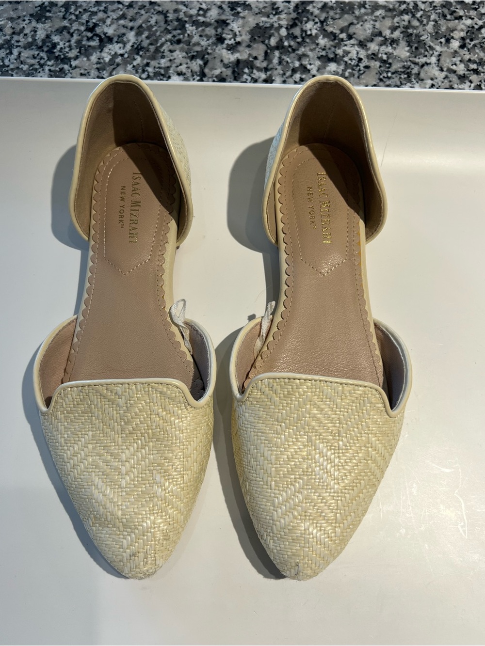 Isaac Mizrahi Cream Woven D'Orsay Flats